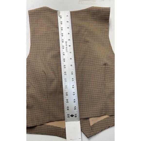 NWT House of Harlow Brown Plaid Cropped Vest Sz L Dark Academia Heritage Preppy - Picture 4 of 6